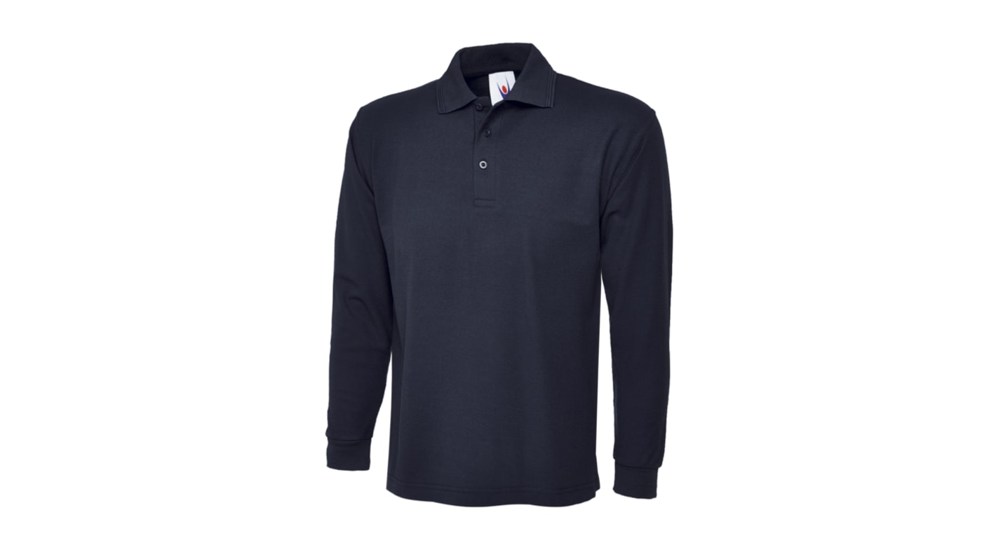 Uneek UC113 Langarm Polohemd, Baumwolle, Polyester Marineblau, Größe 101 → 107cm