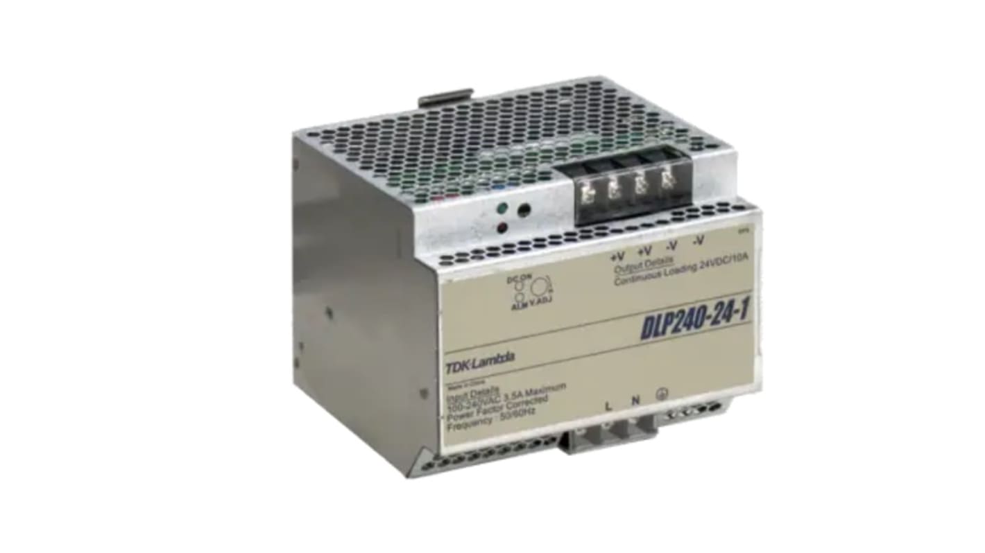 TDK-Lambda DLP DIN Rail Power Supply, 85 → 265 V ac V dc, 120 → 370 V ac V dc ac, dc Input, 24V dc dc