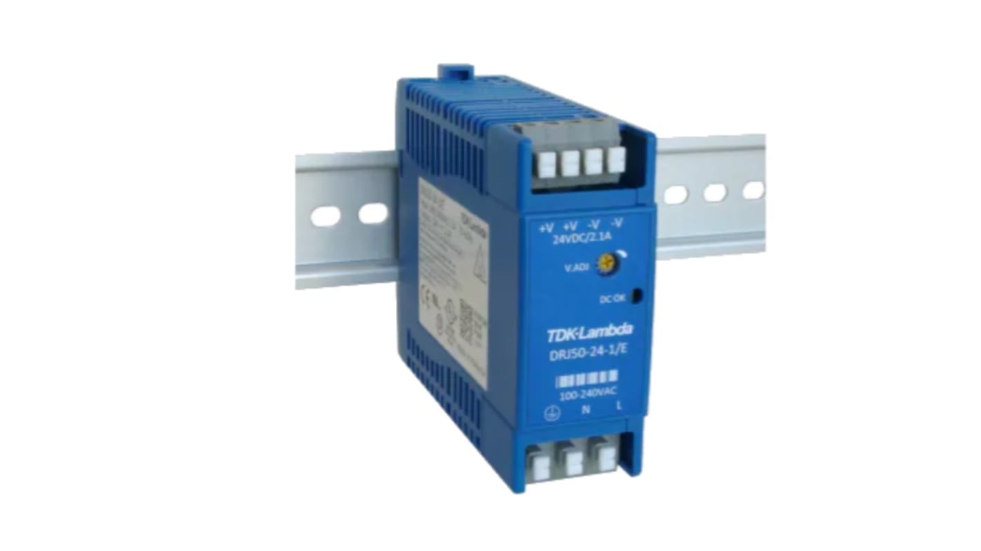 TDK-Lambda DRJ DIN Rail Power Supply, 85 → 264 V ac / 120 → 370V dc ac, dc Input, 12V dc dc Output, 3.4A