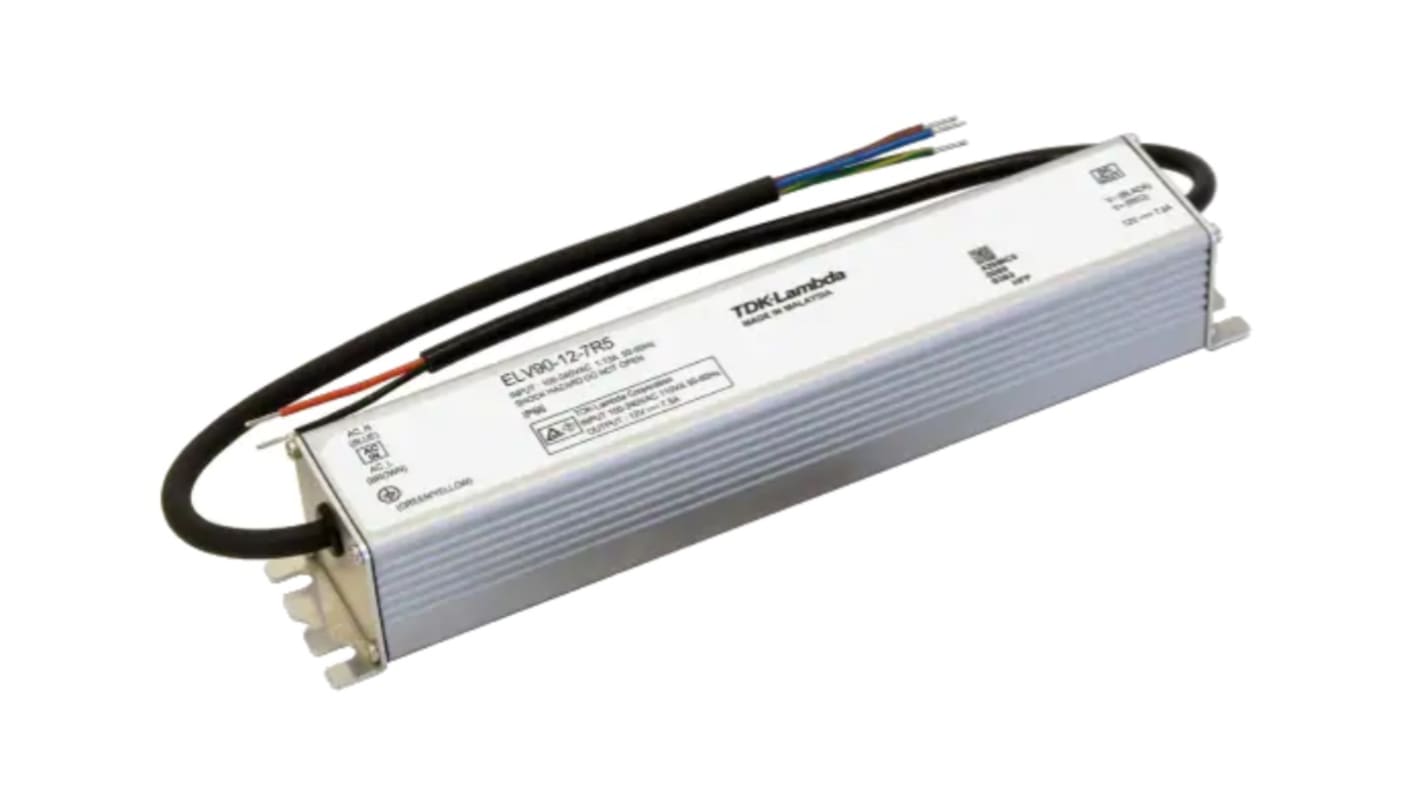 TDK-Lambda AC-DC Power Supply, ELC90-130-R70, 130V dc, 700mA, 91W, 1 Output, 90 → 305V ac Input Voltage