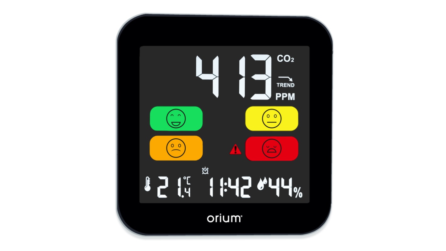 Orium Quaelis 14 CO2 Sensor for CO2, Humidity, Temperature, +50°C Max, 99%RH Max, Rechargeable Battery Via USB