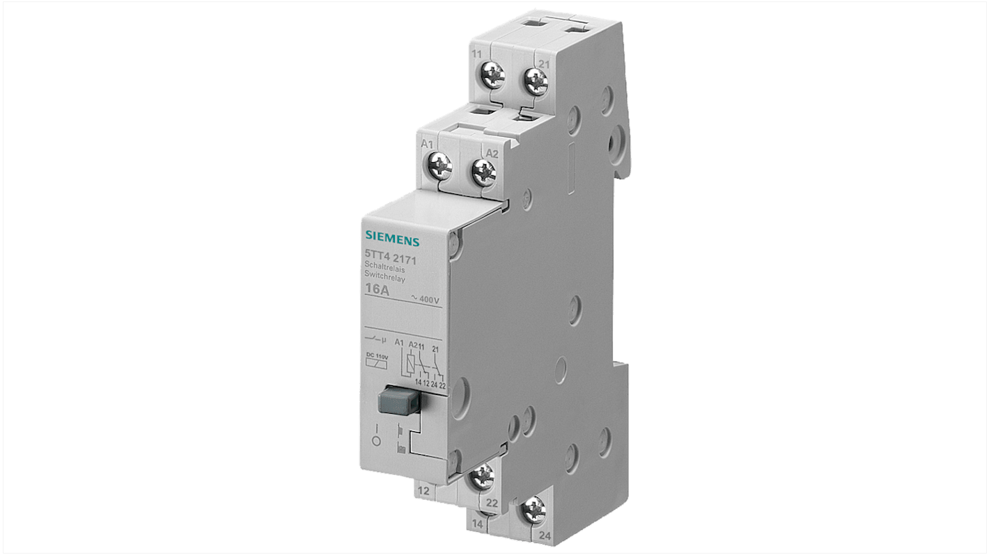 Siemens DIN Rail Non-Latching Relay, 30V dc Coil, 16A Switching Current, DPDT