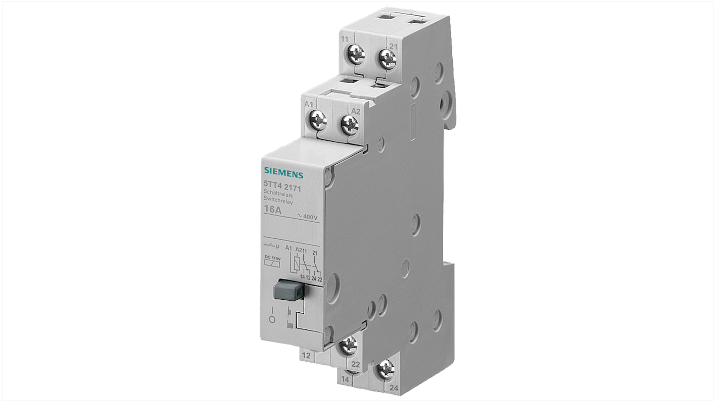 Siemens 5TT Monostabiles Relais, für DIN-Schienen 2-poliger Wechsler 16A 30V dc Spule / 1200W