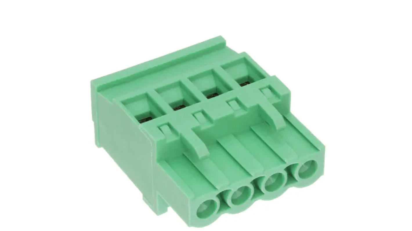 RS PRO 5mm Pitch 4 Way Pluggable Terminal Block, Plug, Free Hanging (In Line)