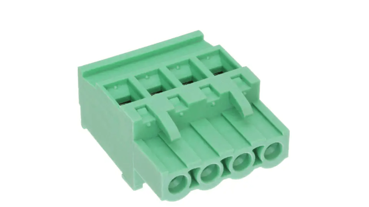 RS PRO 5.08mm Pitch 4 Way Pluggable Terminal Block, Plug, Free Hanging (In Line)