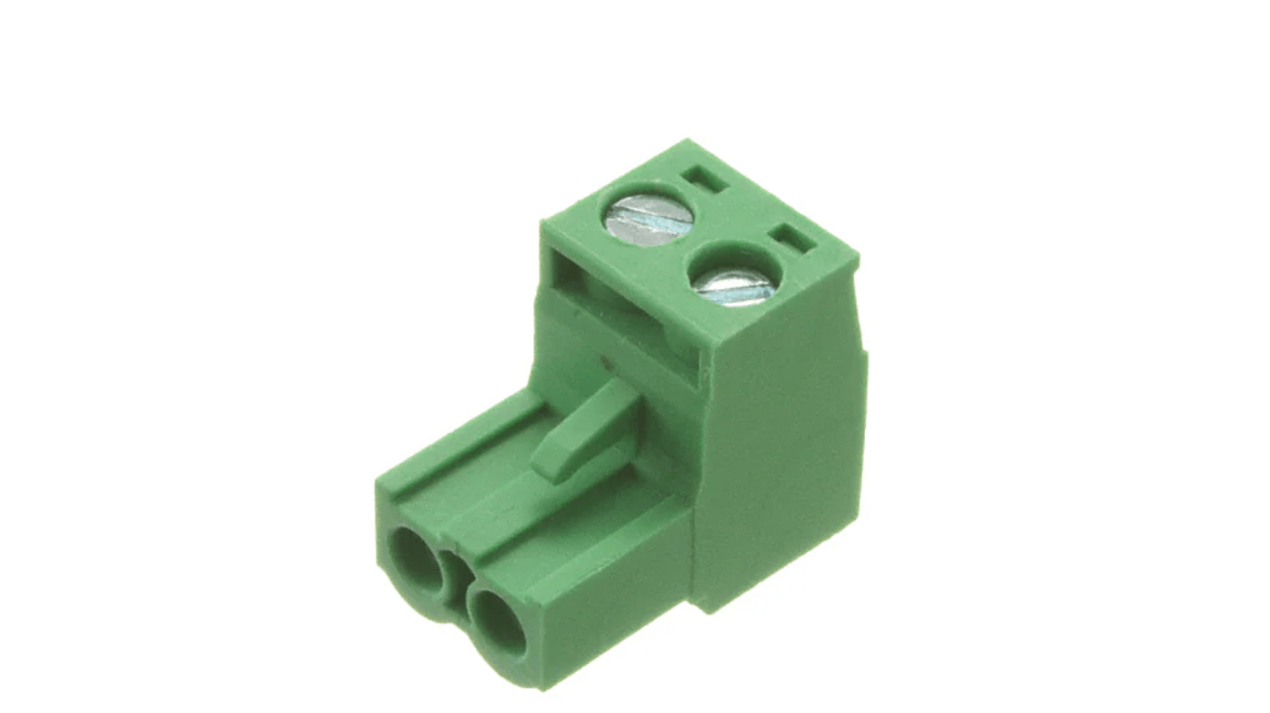 RS PRO 5mm Pitch 2 Way Pluggable Terminal Block, Plug, Free Hanging (In Line)