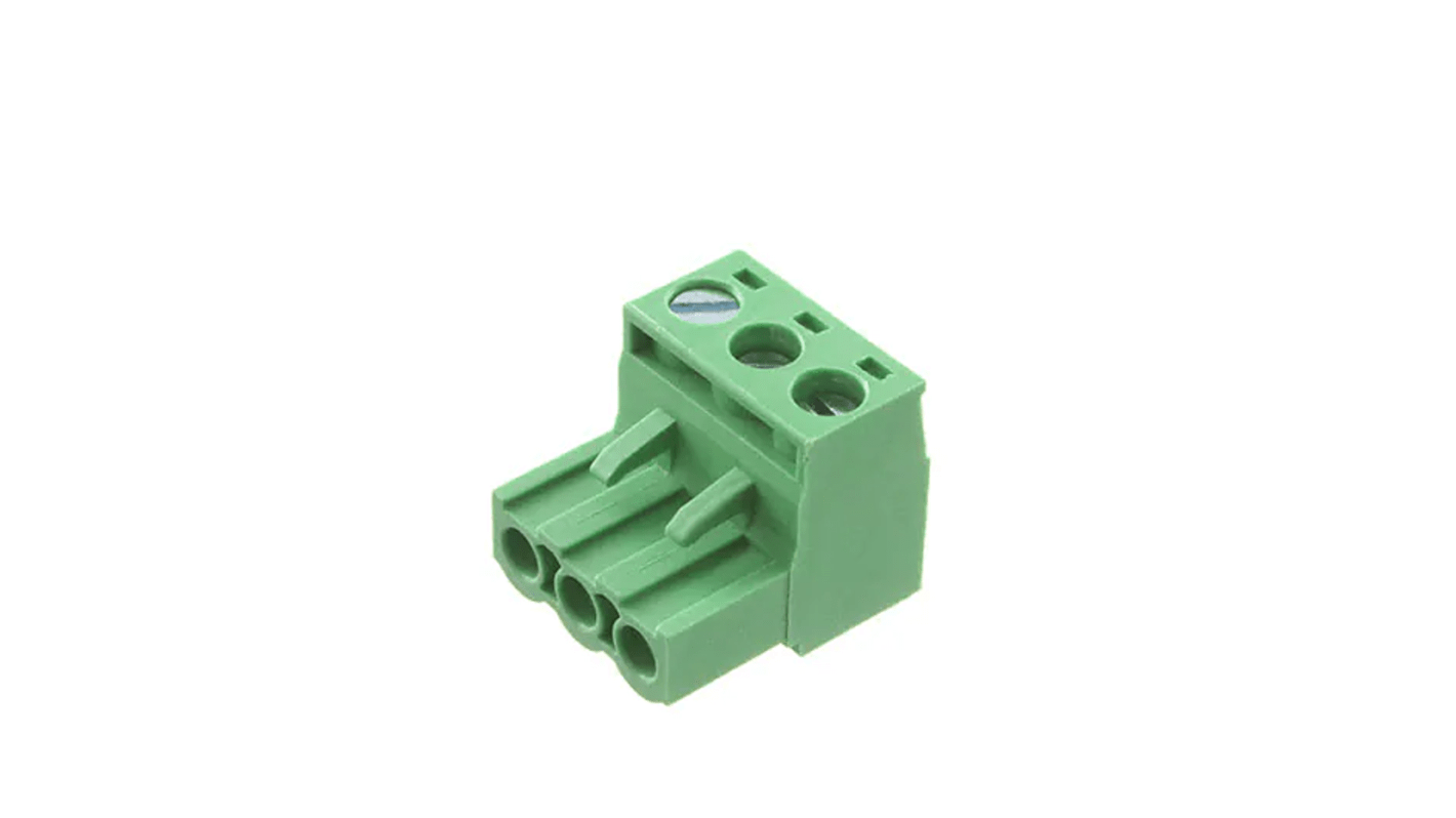 RS PRO 5mm Pitch 3 Way Pluggable Terminal Block, Plug, Free Hanging (In Line)