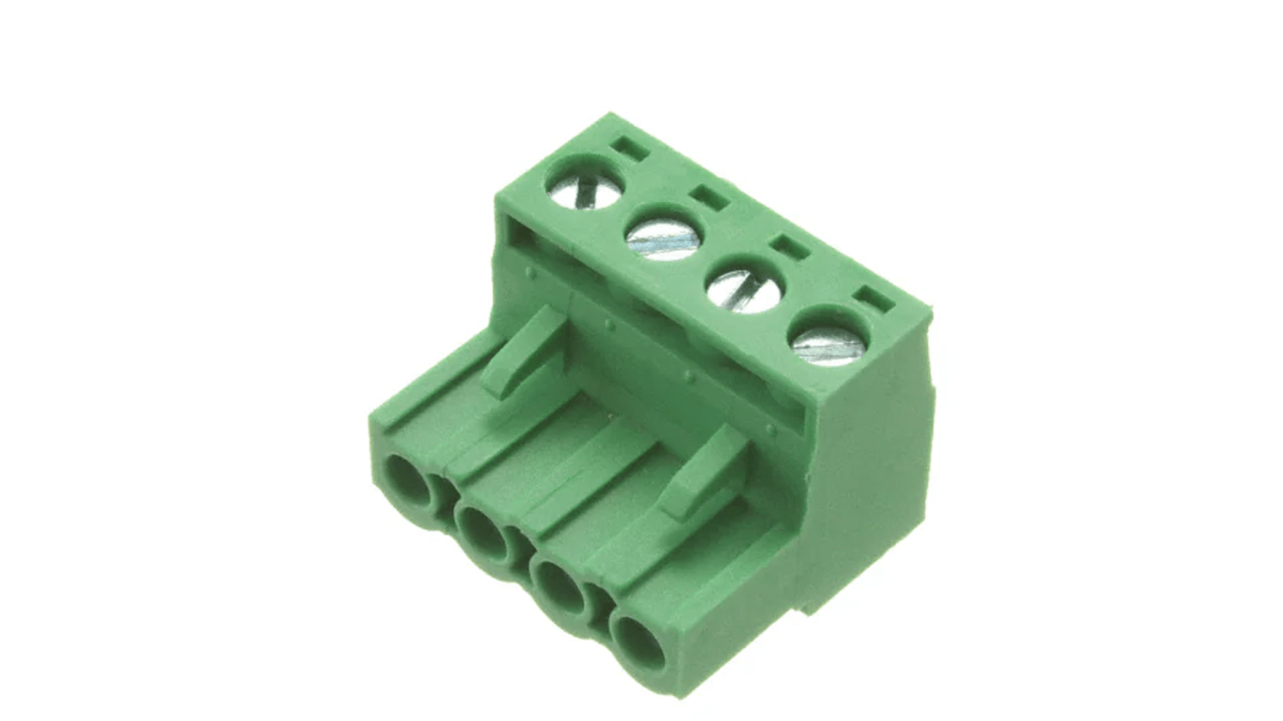 RS PRO 5.08mm Pitch 4 Way Pluggable Terminal Block, Plug, Free Hanging (In Line) RS