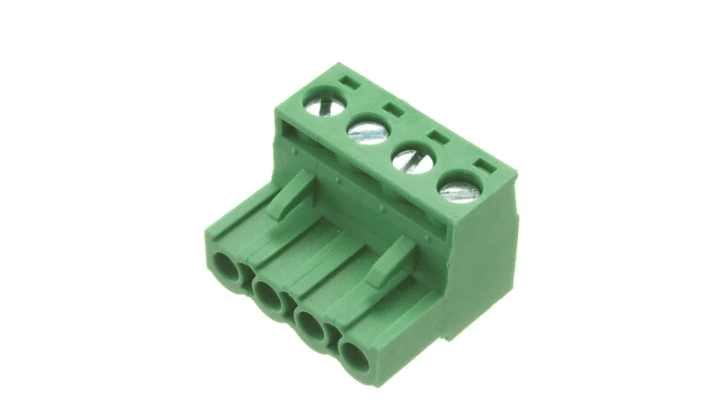 RS PRO 5.08mm Pitch 4 Way Pluggable Terminal Block, Plug, Free Hanging (In Line)