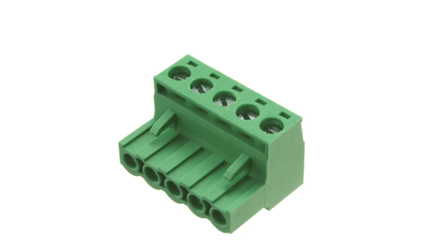 RS PRO 5mm Pitch 5 Way Pluggable Terminal Block, Plug, Free Hanging (In Line)