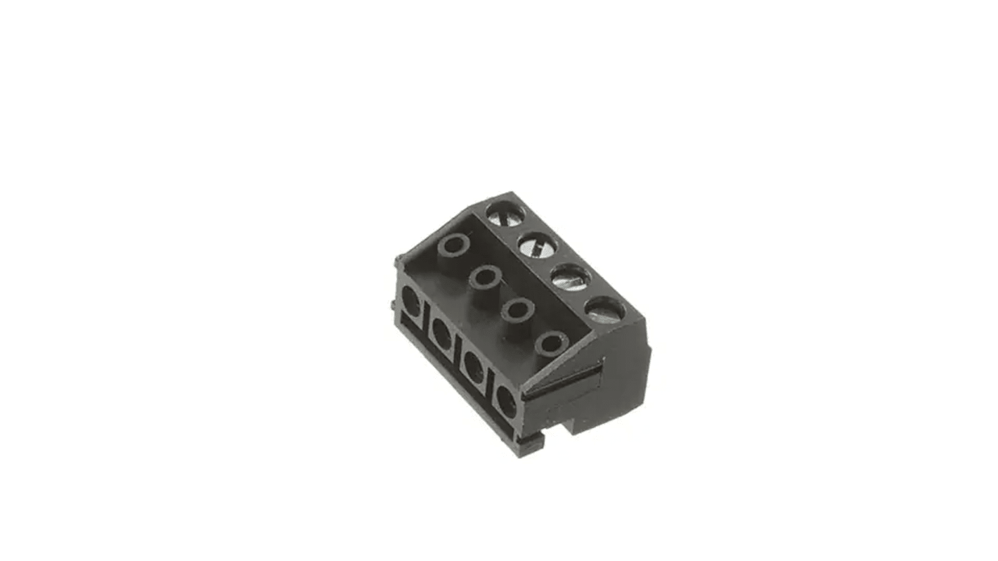 RS PRO 5mm Pitch 4 Way Pluggable Terminal Block, Plug, Free Hanging (In Line)