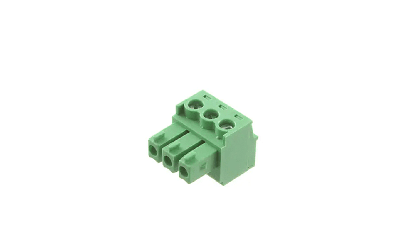 RS PRO 3.81mm Pitch 3 Way Pluggable Terminal Block, Plug, Free Hanging (In Line)