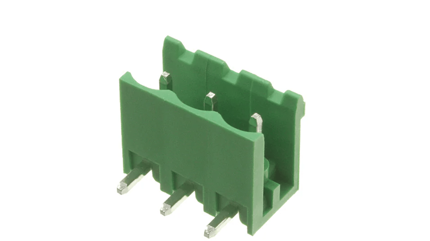 Bloque de terminal PCB Macho RS PRO de 3 vías, paso 5.08mm, montaje Montaje en orificio pasante