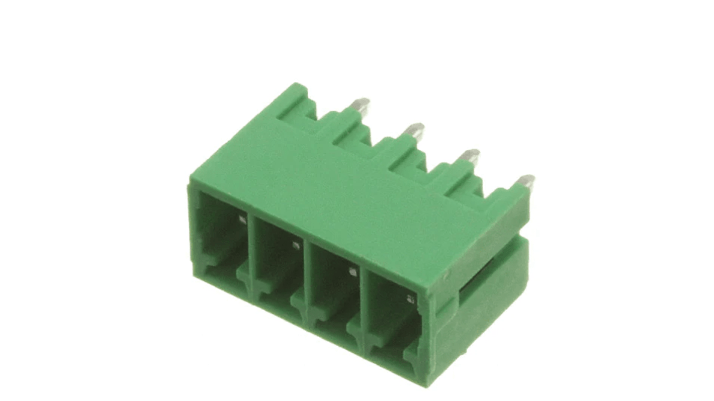 Bloque de terminal PCB Macho RS PRO de 4 vías, paso 3.5mm, montaje Montaje en orificio pasante