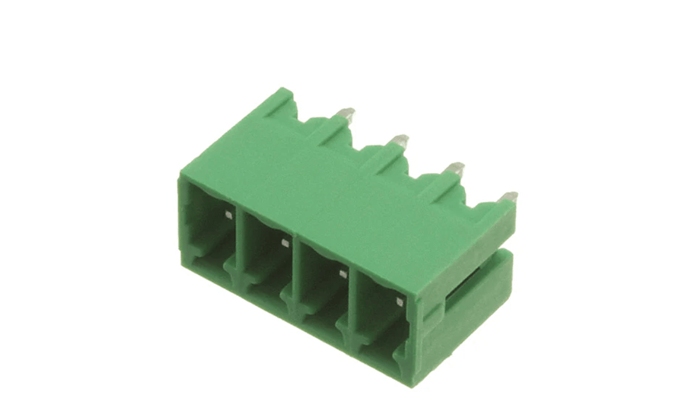 Bloque de terminal PCB Macho RS PRO de 4 vías, paso 3.81mm, montaje Montaje en orificio pasante