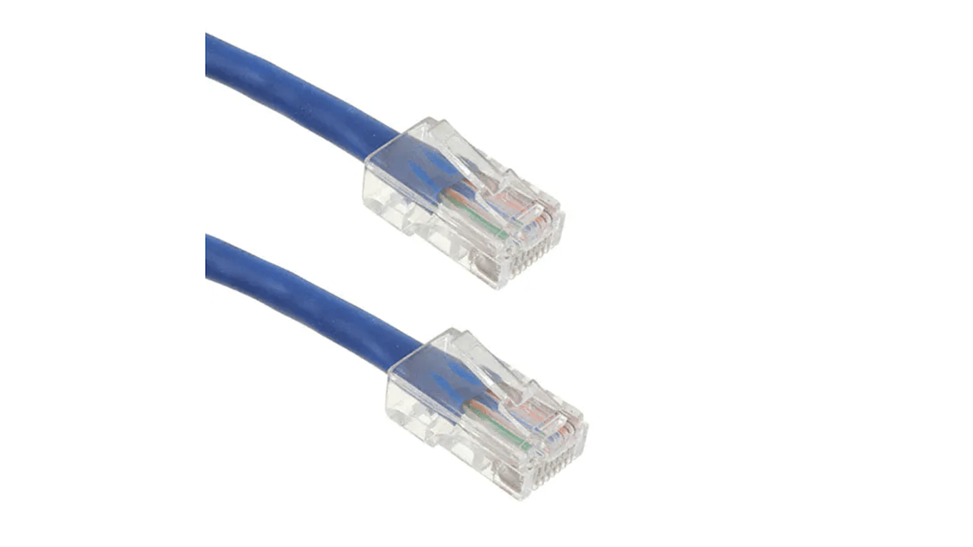 RS PRO Cat5e Male RJ45 to Male RJ45 Cable, U/UTP, Blue PVC