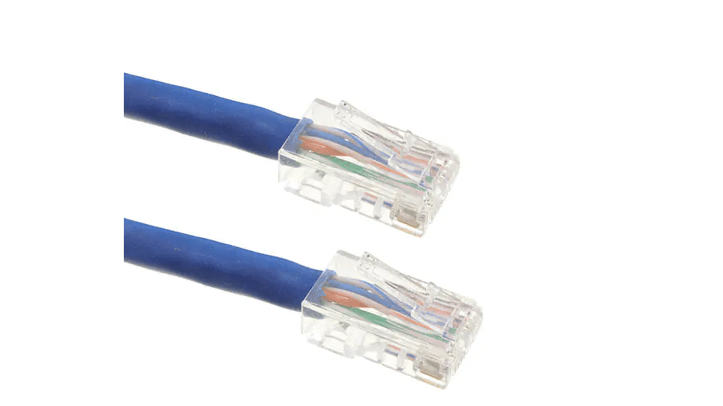 Cavo Ethernet Cat6 (U/UTP) RS PRO, guaina in PVC col. Blu, L. 915mm, Con terminazione
