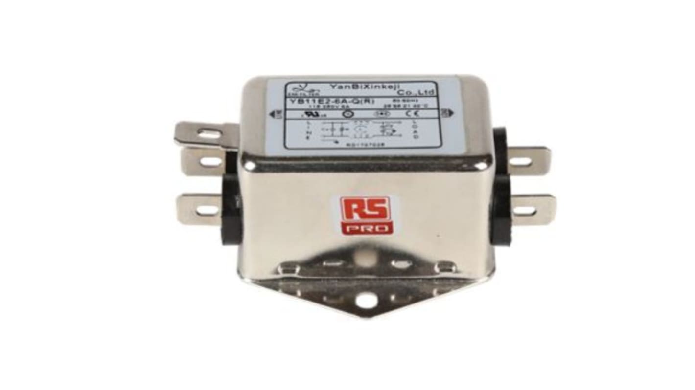RS PRO 6A 250 V ac, Chassis Mount Power Line Filter 2 Phase