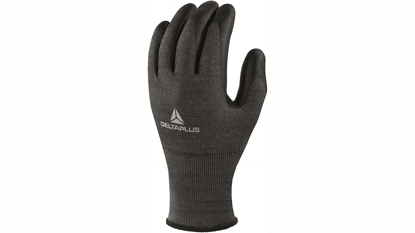Delta Plus VENICUTD Black Polyurethane Cut Resistant Work Gloves, Size 8, Polyurethane Coating