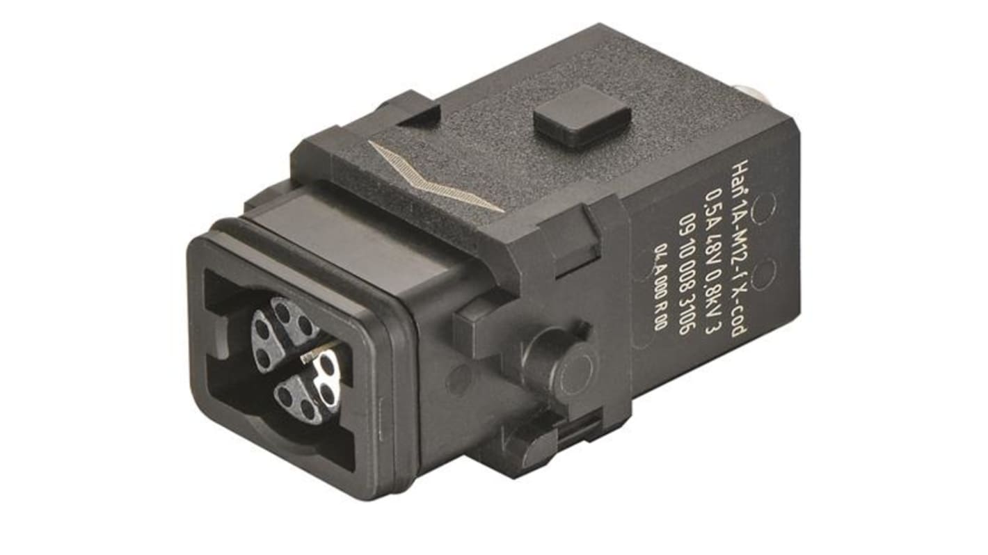 Inserto de conector de potencia HARTING Hembra, serie Han 1A