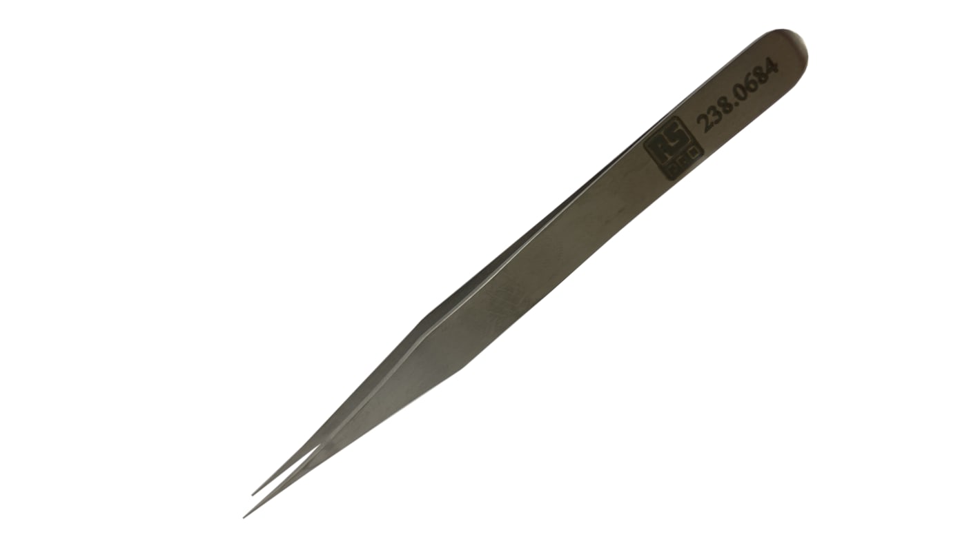 RS PRO 120 mm, Low Carbon Austenitic Steel, Pointed, Straight, Tweezer