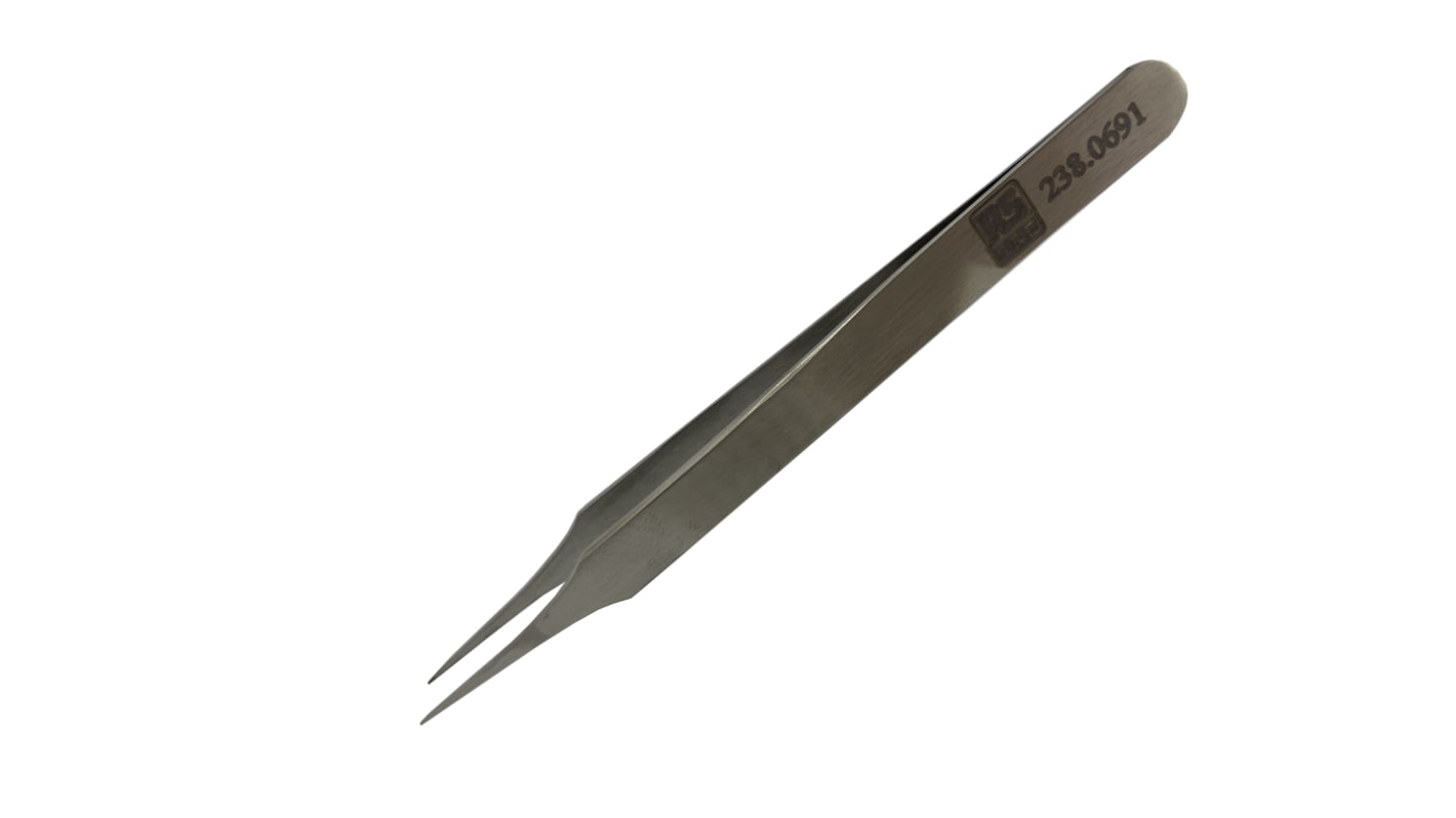 RS PRO 120 mm, Low Carbon Austenitic Steel, Pointed, Straight, Tweezer