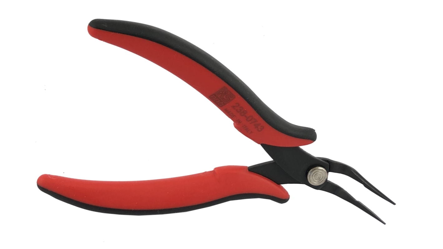 RS PRO Long Nose Pliers, 147 mm Overall, Angled Tip, 16mm Jaw