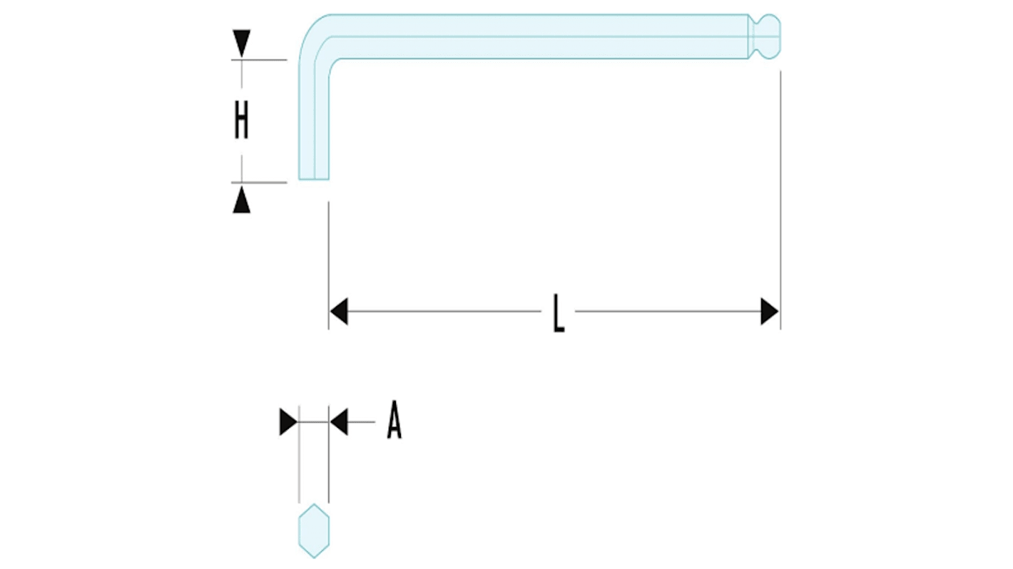 Facom metrisch  Innensechskant-Schlüssel, 5-er Satz 1.5mm L-Form lang