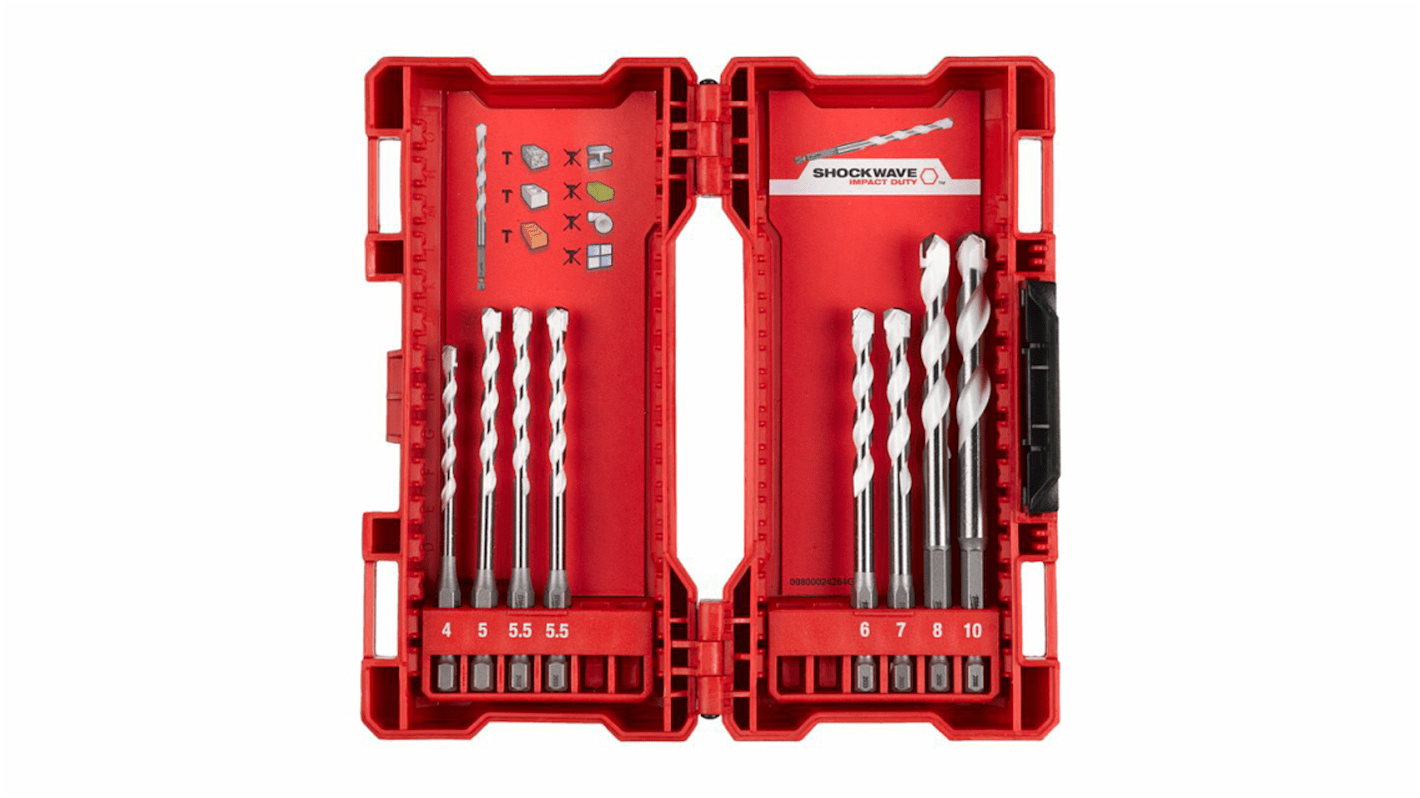 Milwaukee 8-Piece Arbor Set for Multi-Material, 10mm Max, 4mm Min, Tungsten Carbide Tipped Bits