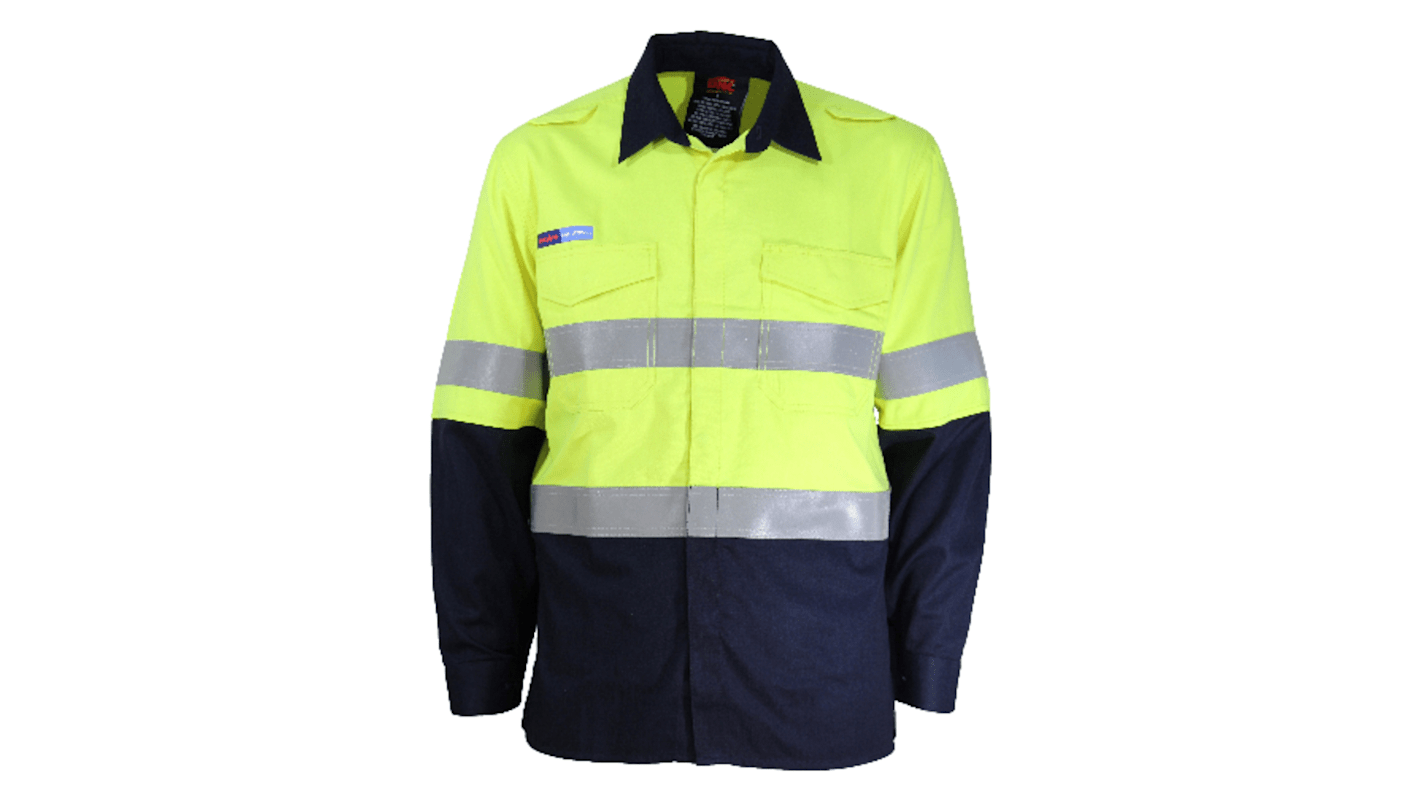 DNC 3445 Yellow/Navy Cotton, Modacrylic Work Shirt, UK 2XL