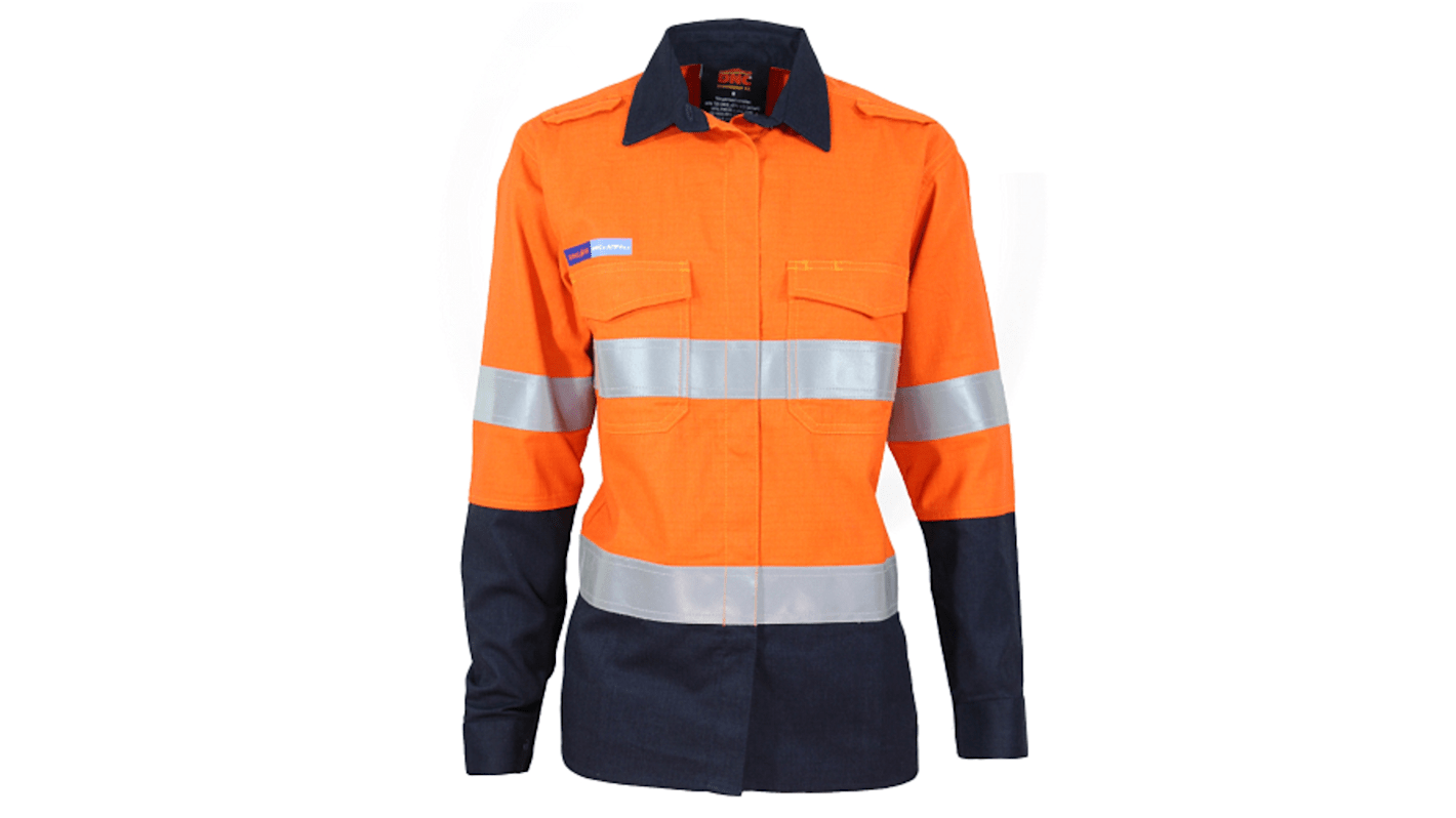 DNC 3457 Orange/Navy Cotton, Modacrylic Work Shirt, UK 10cm