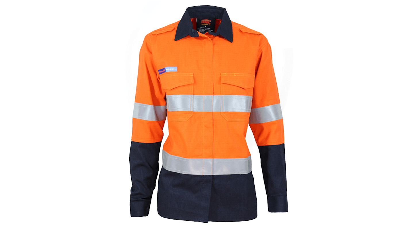DNC 3457 Orange/Navy Cotton, Modacrylic Work Shirt, UK 6cm