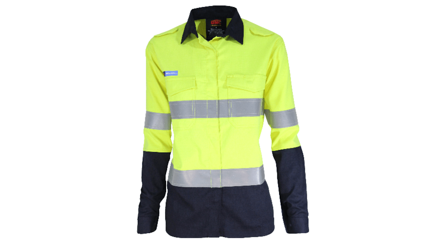 DNC 3457 Yellow/Navy Cotton, Modacrylic Work Shirt, UK 10cm