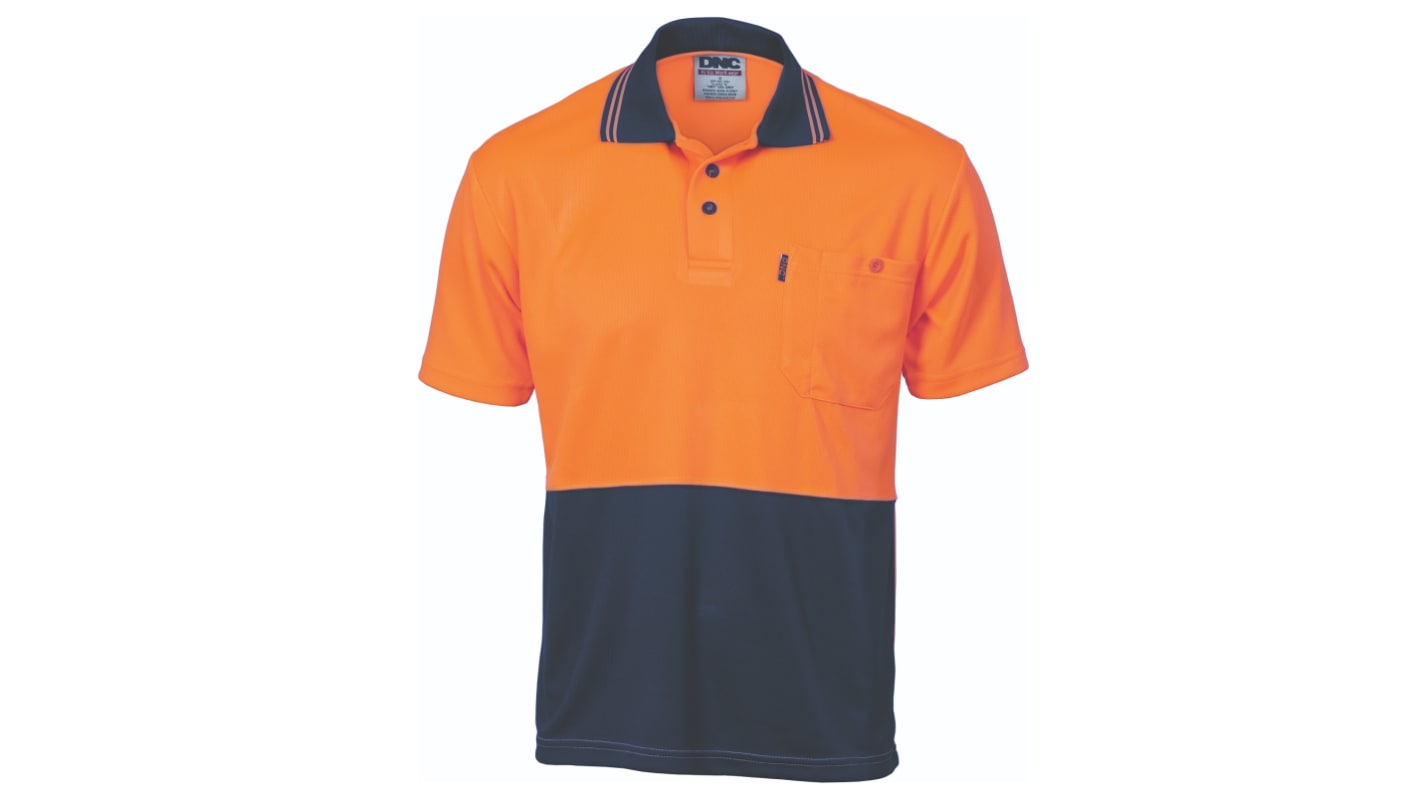 DNC 3811 Orange/Navy Unisex Hi Vis Polo Shirt, XL