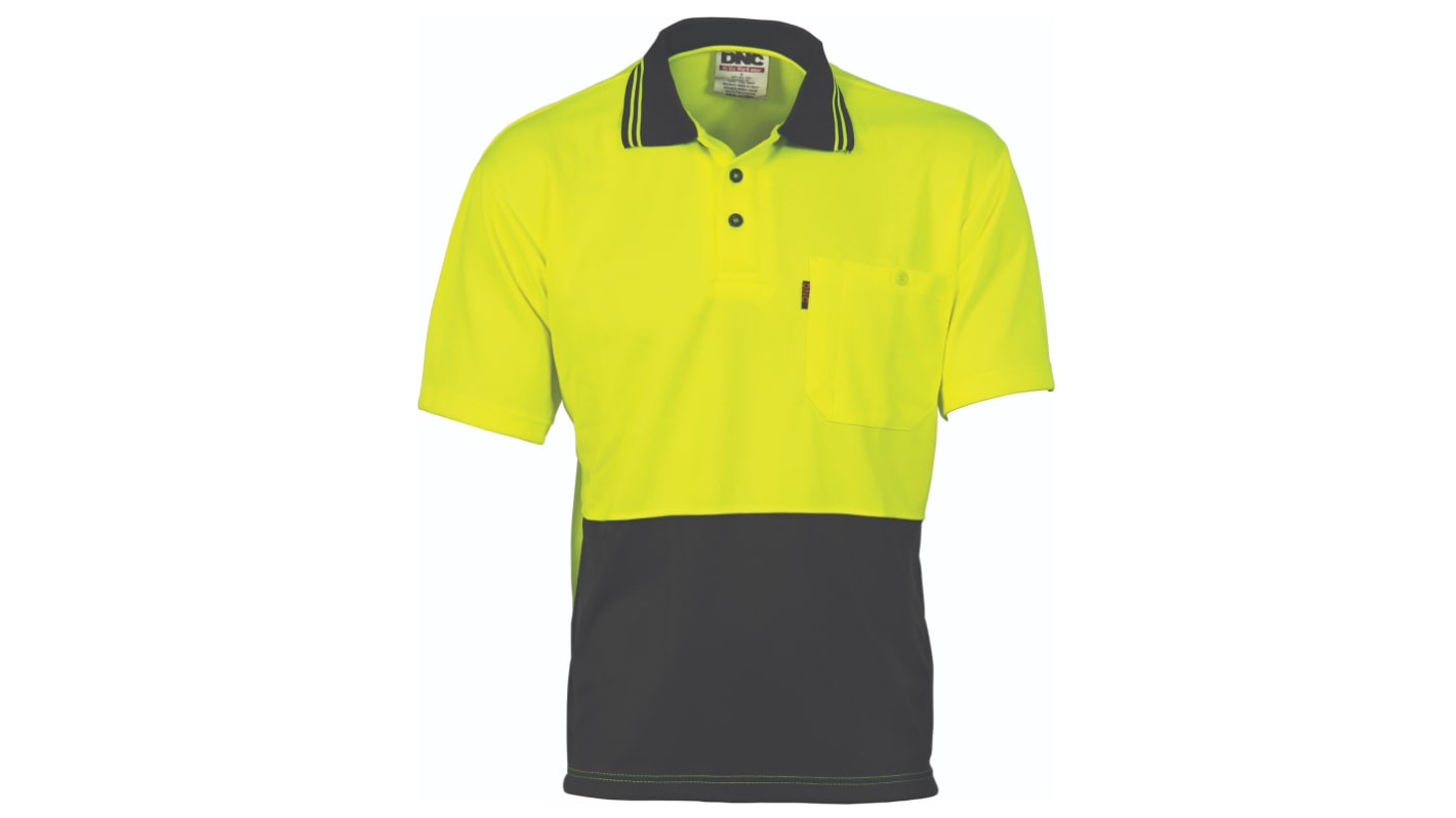 DNC 3811 Yellow/Black Unisex Hi Vis Polo Shirt, XS