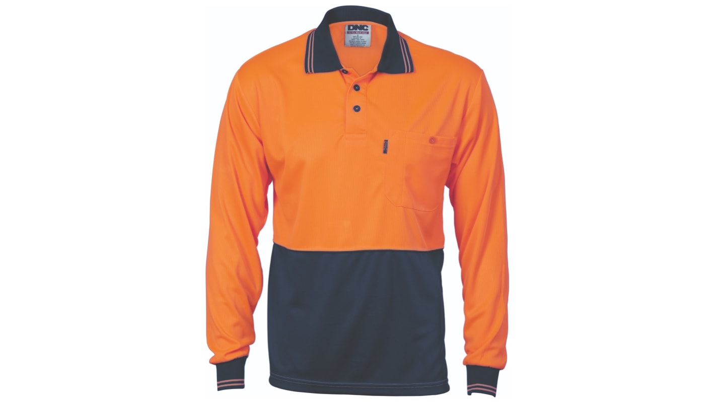 DNC 3813 Orange/Navy Unisex Hi Vis Polo Shirt, XS