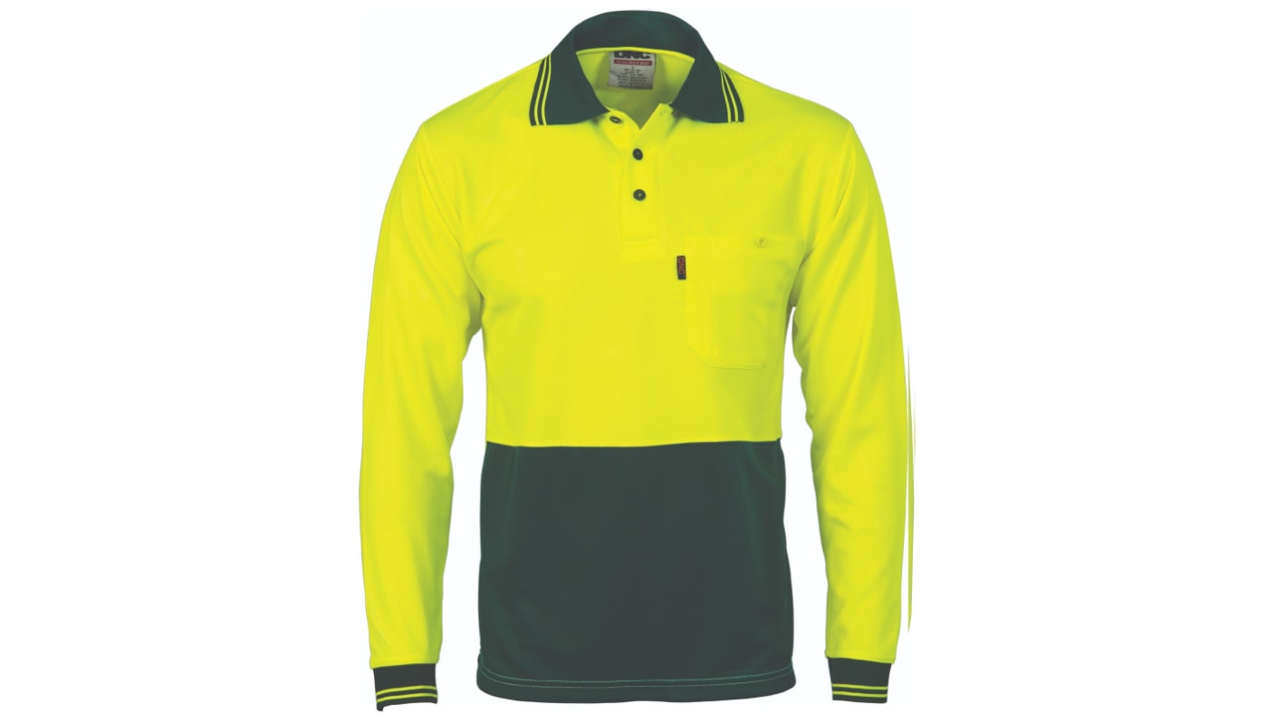 DNC 3813 Green/Yellow Unisex Hi Vis Polo Shirt, XS