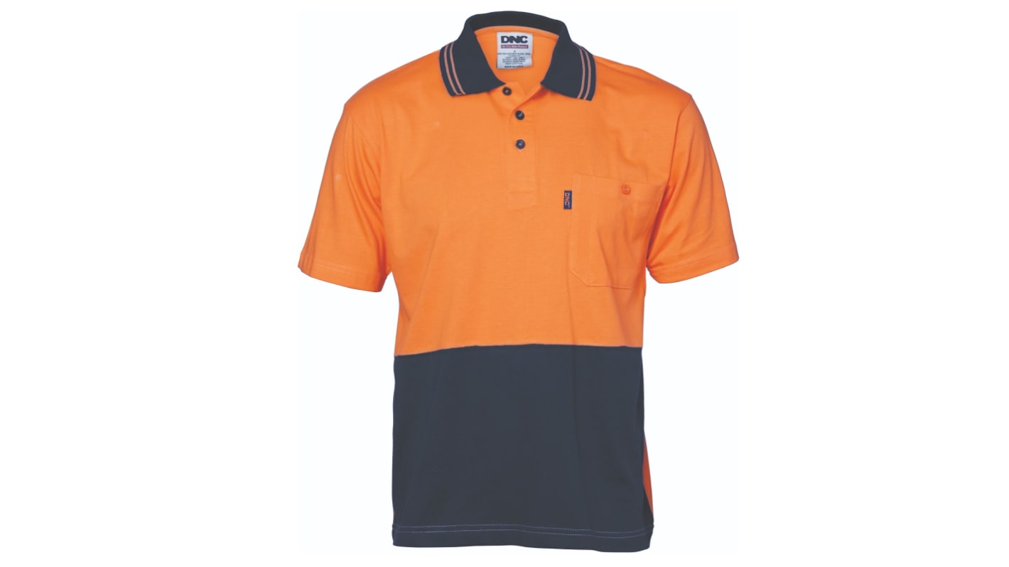 DNC 3845 Orange/Navy Unisex Hi Vis Polo Shirt, 3XL