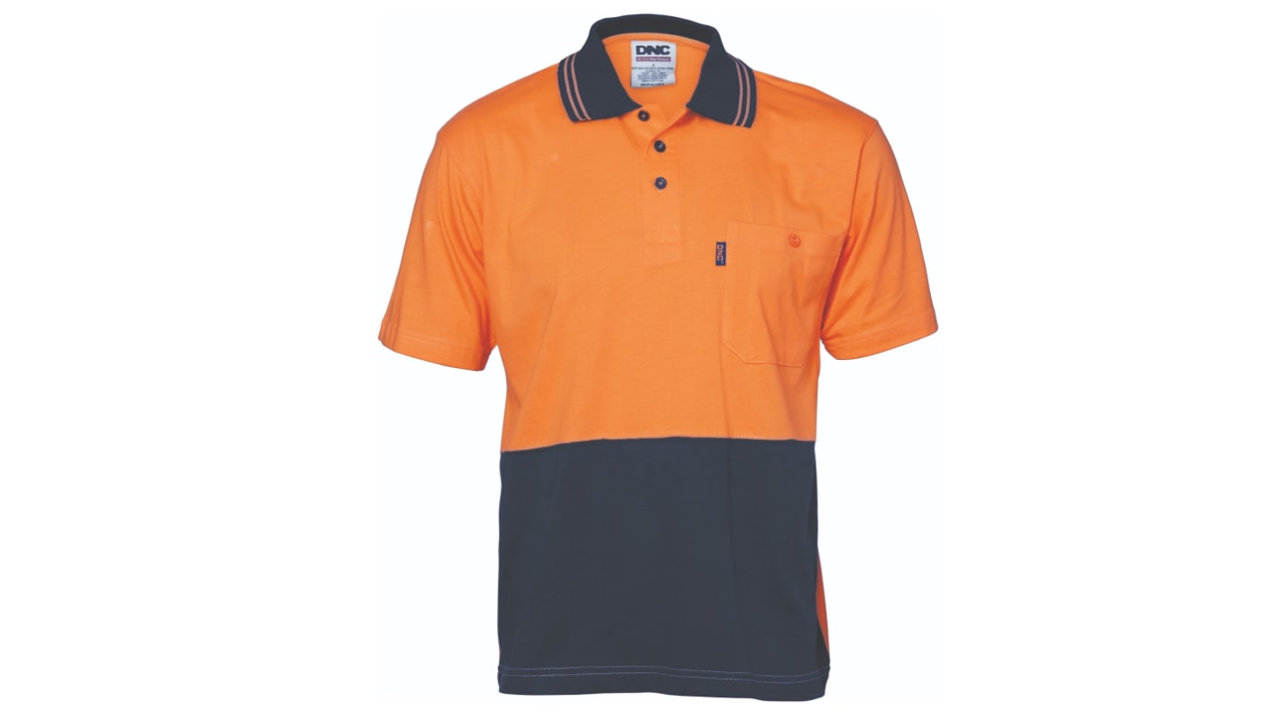 DNC 3845 Orange/Navy Unisex Hi Vis Polo Shirt, 6XL