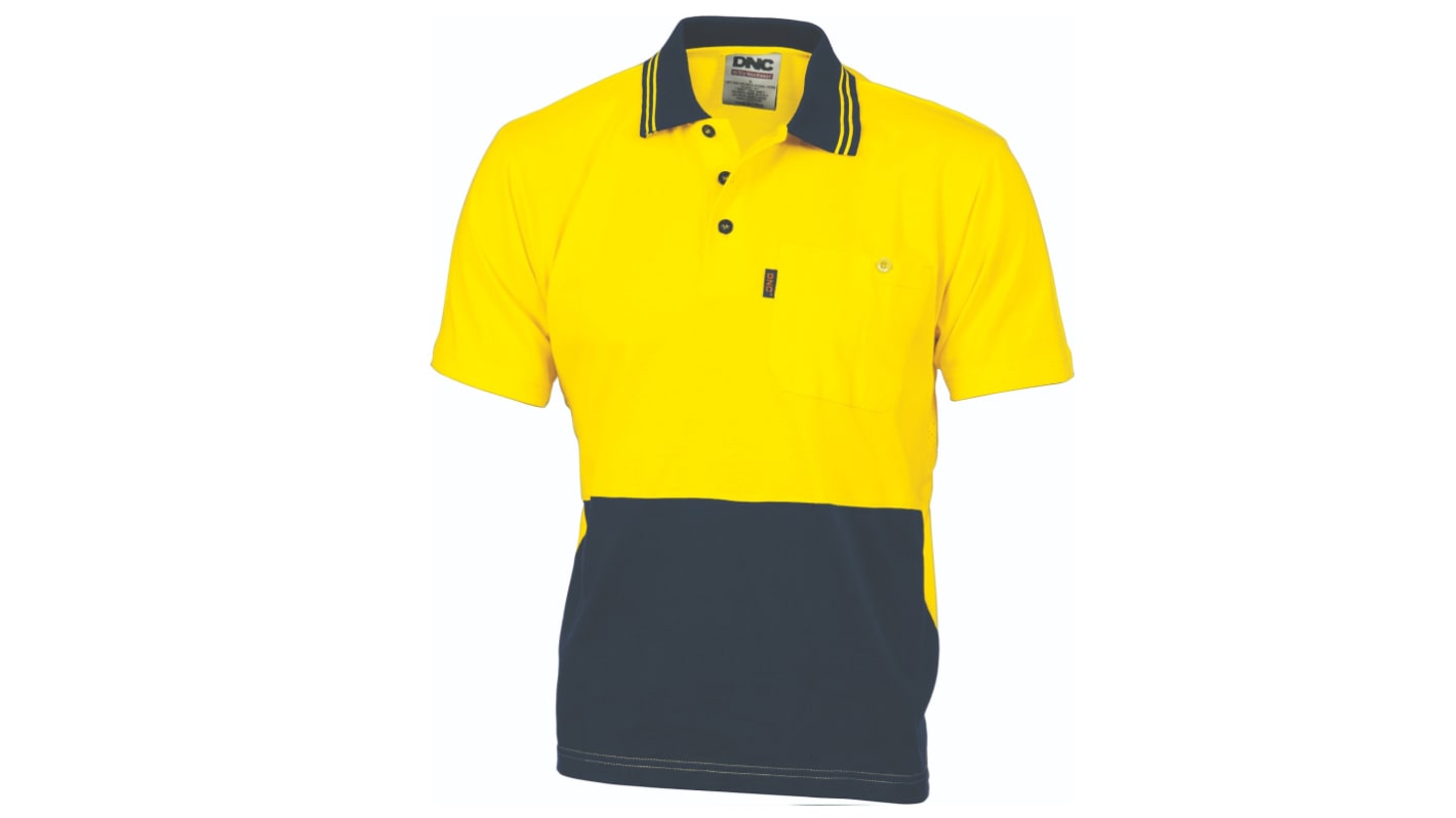 DNC 3845 Yellow/Navy Unisex Hi Vis Polo Shirt, 3XL