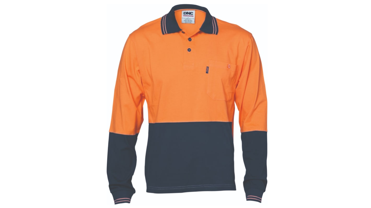 DNC 3846 Orange/Navy Unisex Hi Vis Polo Shirt, XS