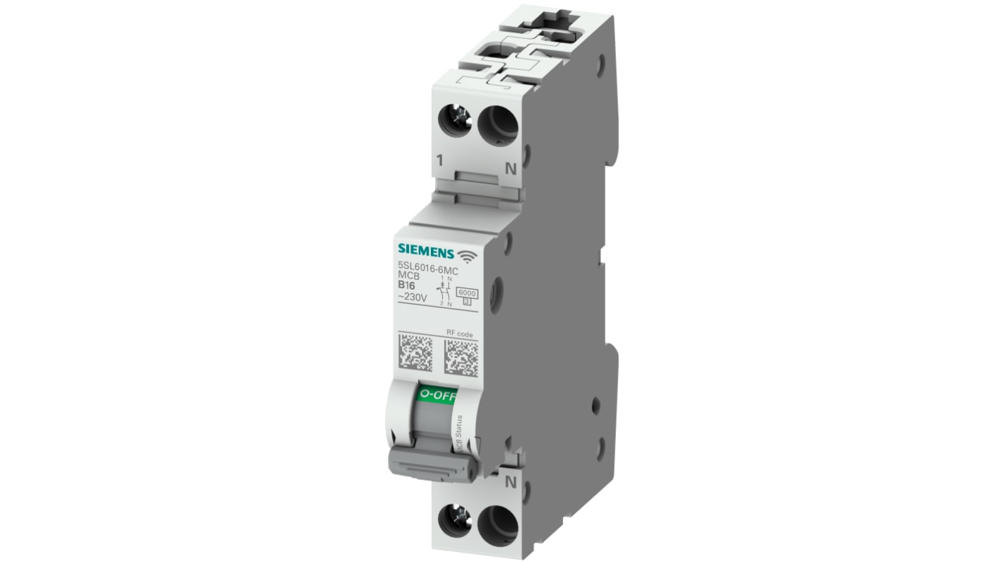 Siemens SENTRON MCB, 1P+N, 16A Curve B, 230V AC