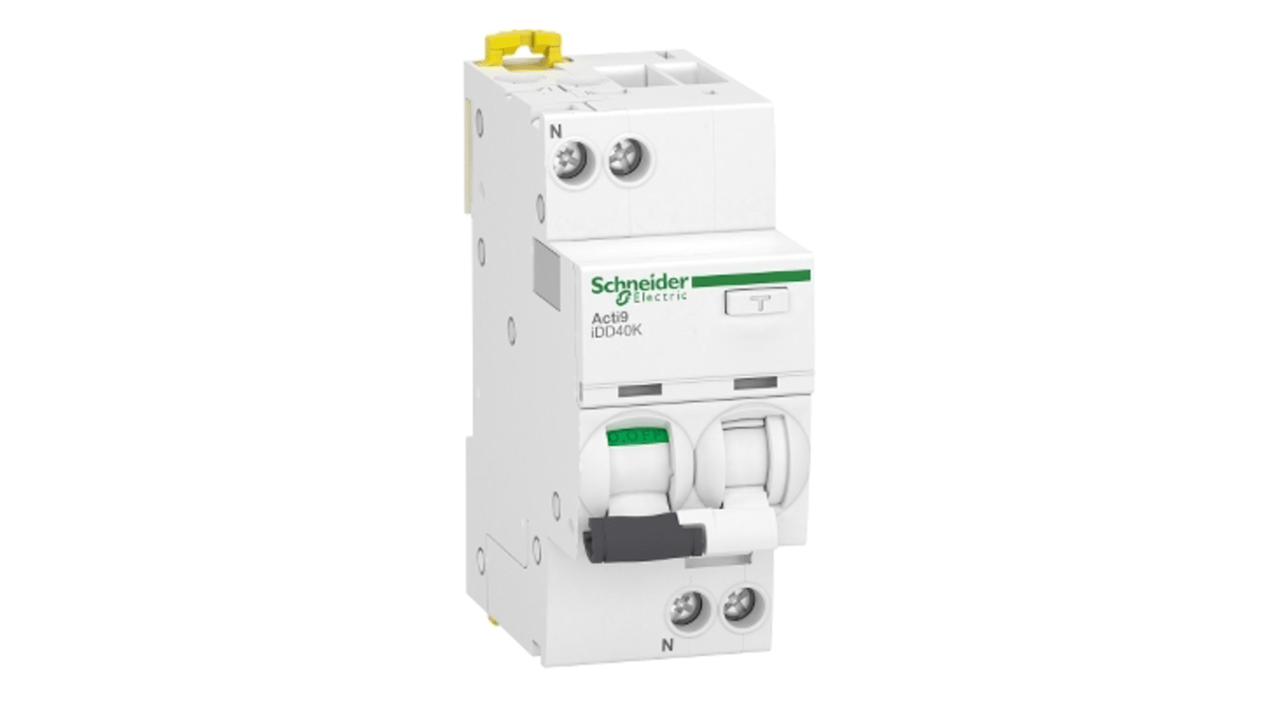 Disjoncteur différentiel magnéto-thermique Schneider Electric 10A 1P+N, sensibilité 300mA Type C, Acti9 iDD40K