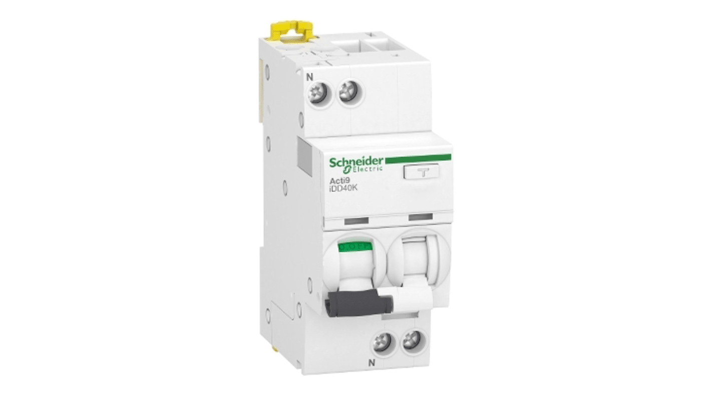 Disjoncteur différentiel magnéto-thermique Schneider Electric 40A 1P+N, sensibilité 300mA Type C, Acti9 iDD40K