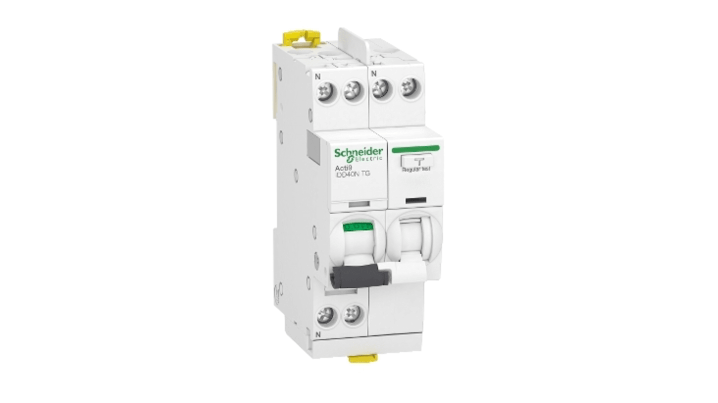 Schneider Electric RCBO, 20A Current Rating, 1P+N Poles, 300mA Trip Sensitivity, Type C, Acti9 Range