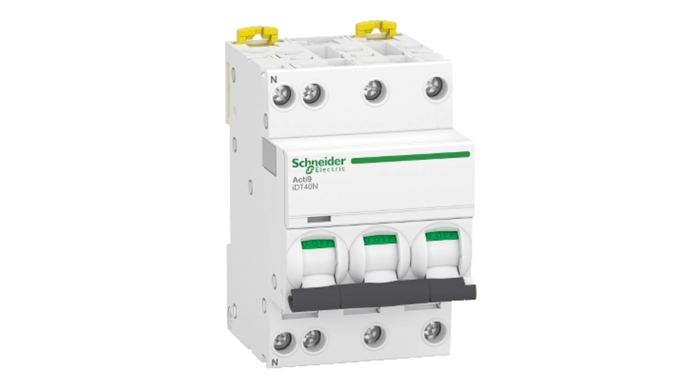 Schneider Electric Acti9 iDT40N Leitungsschutzschalter Typ D, Pol 3P+N 10A 400V Acti 9 DIN-Schienen-Montage