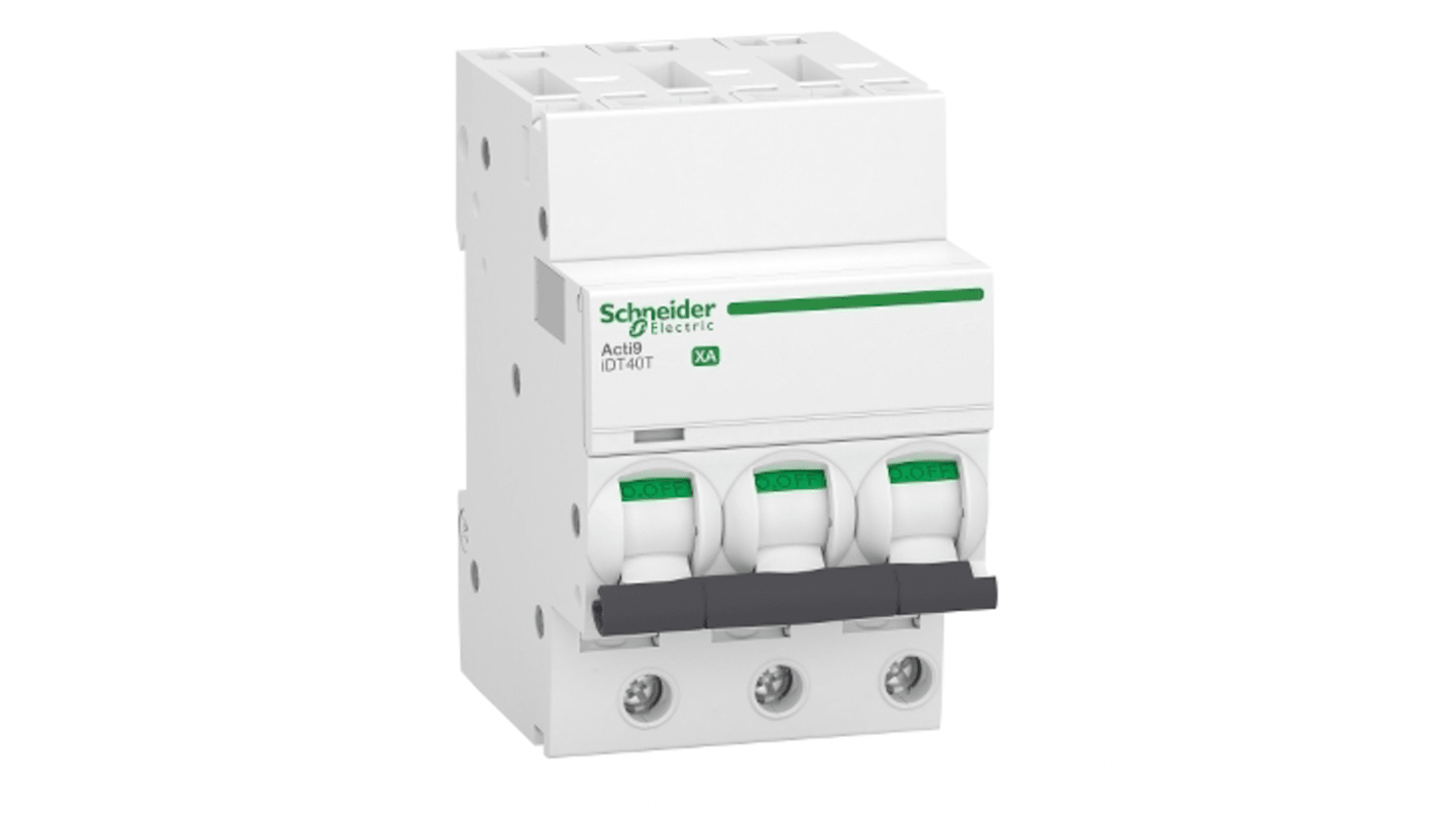 Schneider Electric Acti 9 Acti9 iDT40T XA MCB, 3P, 32A Curve C, 400V AC