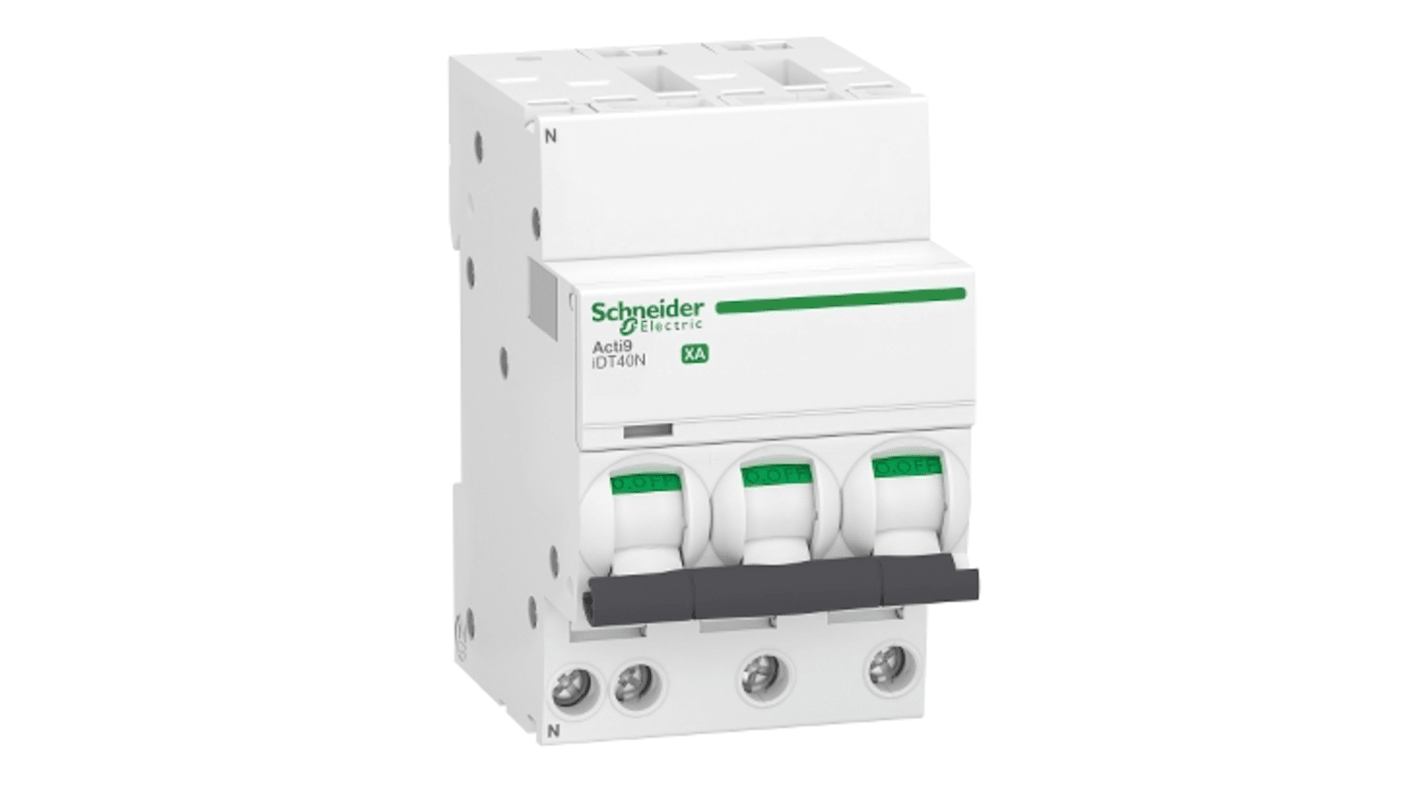 Disjoncteur Schneider Electric Acti9 iDT40N XA 3P+N, 40A, montage rail DIN