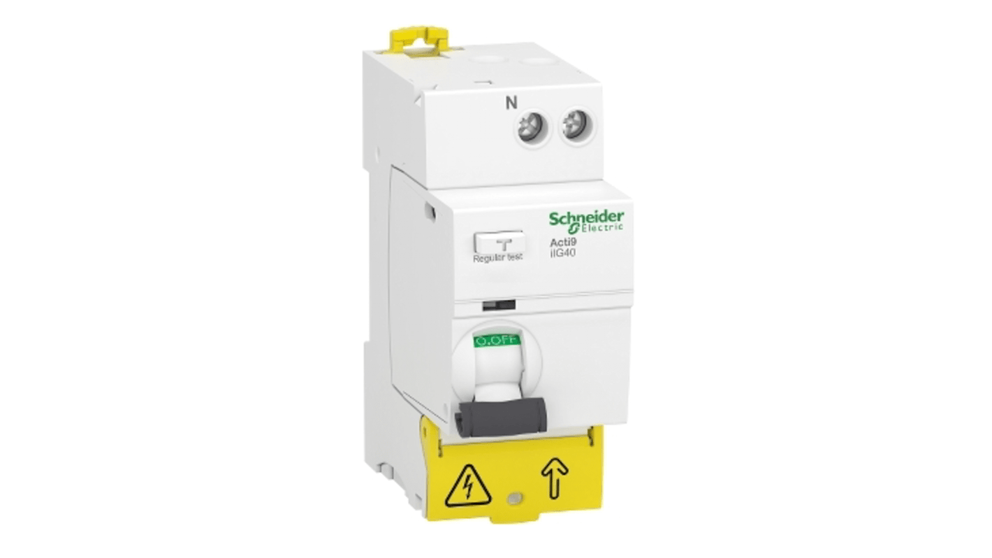 Schneider Electric Acti9 iIG40 RCCB, 1P+N-polig, 63A, 30mA Typ AC Acti9 220 → 240V ac