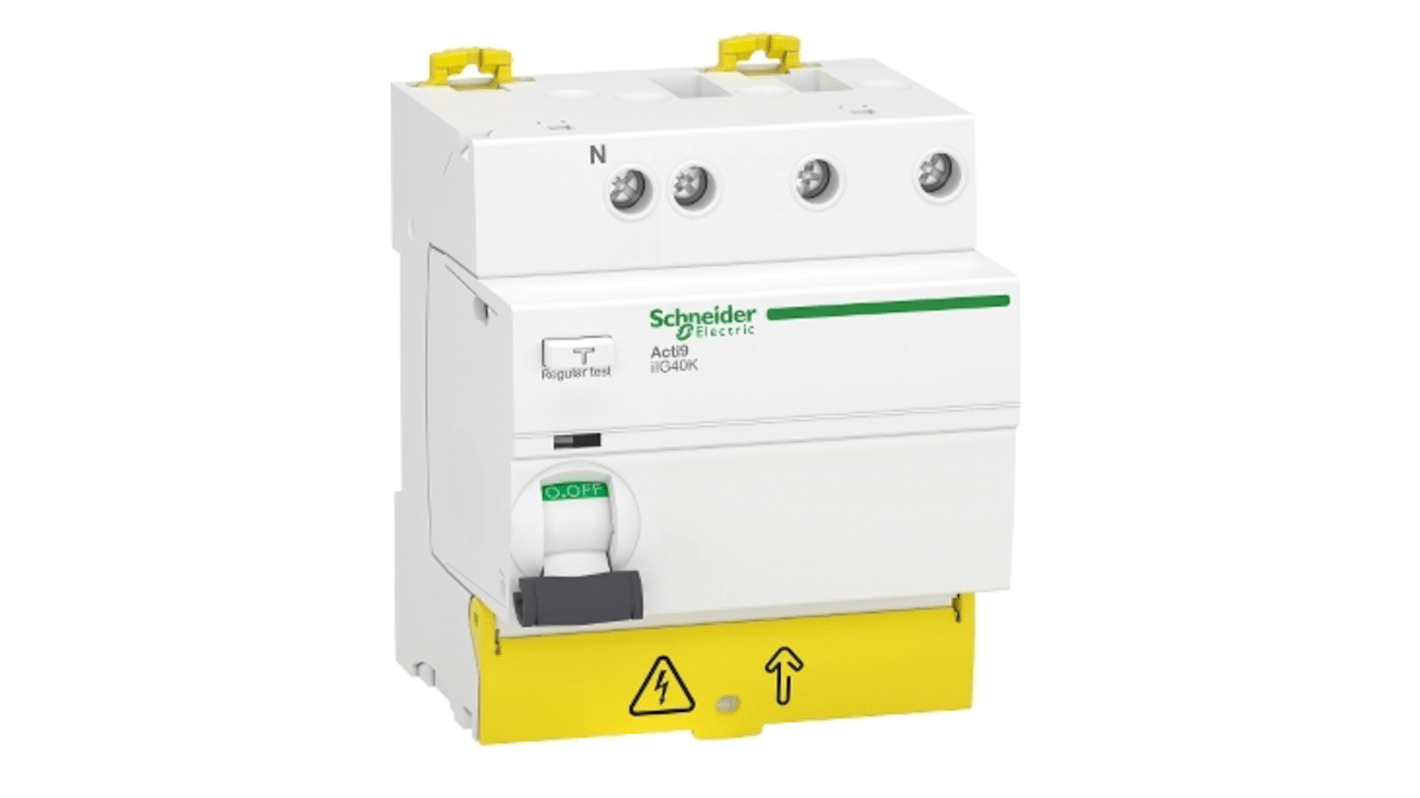 Schneider Electric Acti9 iIG40K RCCB, 3P+N-polig, 40A, 30mA Typ AC Acti9 380 → 415V ac